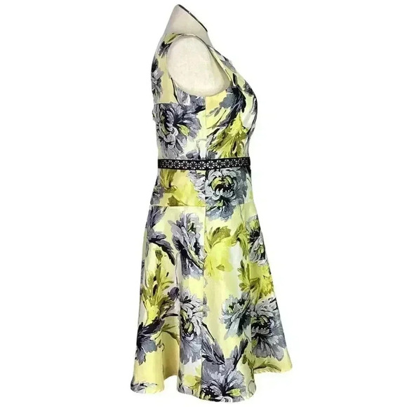 Dressbarn Dress Women 16 Multicolor Fit Flare Floral Sleeveless Lined Linen Look - Picture 3 of 9